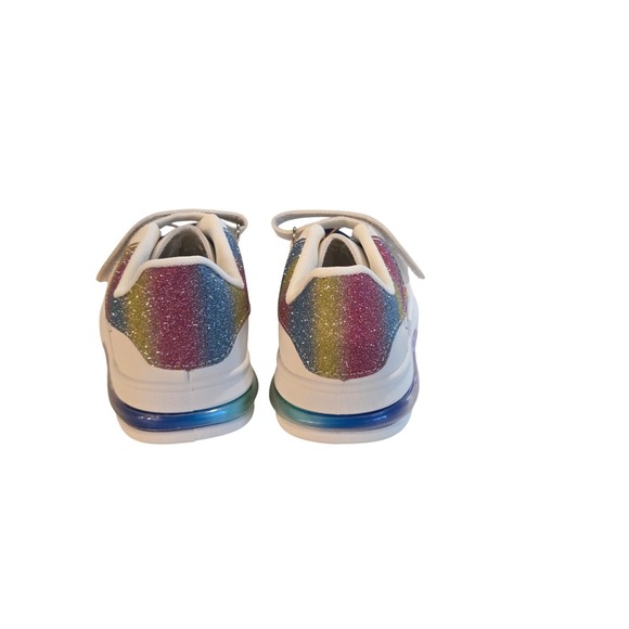 Girls Toddler Rainbow Glitter Sneakers EU 28 US 11 White Low Top Velcro Shoes - Picture 4 of 9